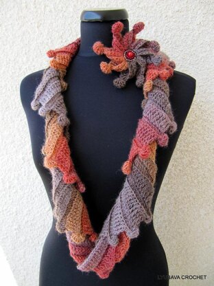 Multicolor Scarf "Fantasy" With Flower Tutorial