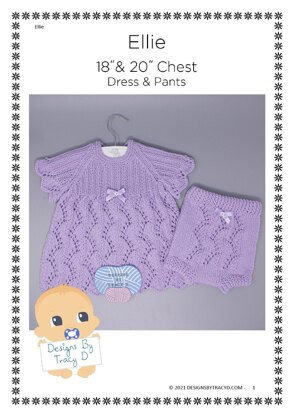 Ellie Baby Dress Knitting Pattern 18" & 20" chest size