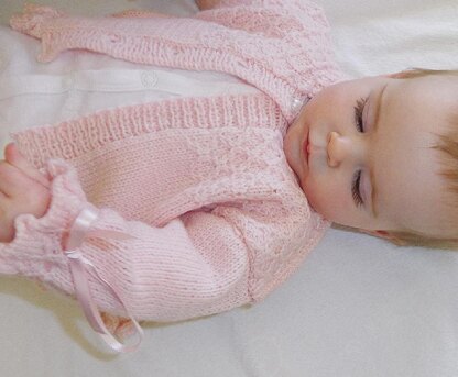 Baby girls sweater with detailed bodice and frilled hemline and cuffs - P025