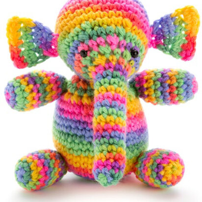 Colorful Elephant in Red Heart Kids - LW3230 - Downloadable PDF