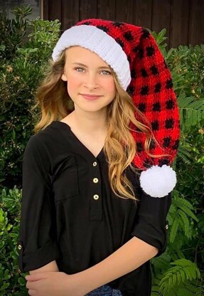 Buffalo Plaid Santa Hat