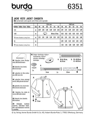 Burda Style Men's jacket B6351 - Paper Pattern, Size 36-46