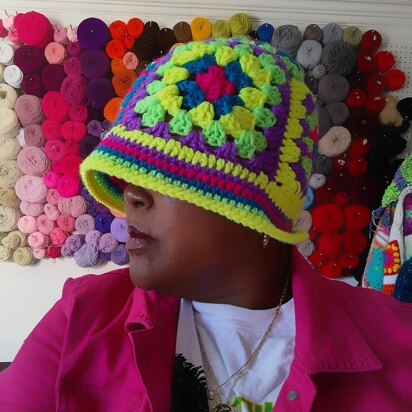 Not Your Mammy or Granny Square Bucket Hat