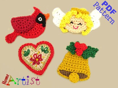 Christmas set 2 crochet applique pattern