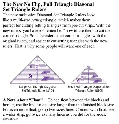 Marti Michell Ruler Diagonal Set Triangle 2.5in-10in Quilting Template