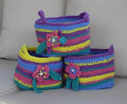 Spring Colors Striped Basket