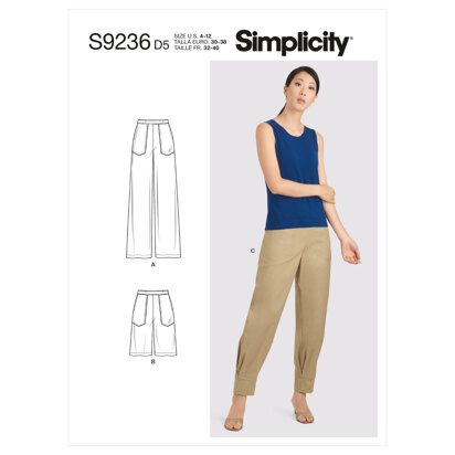 S8957, Simplicity Sewing Pattern Misses' Slim Leg Pant with Variations