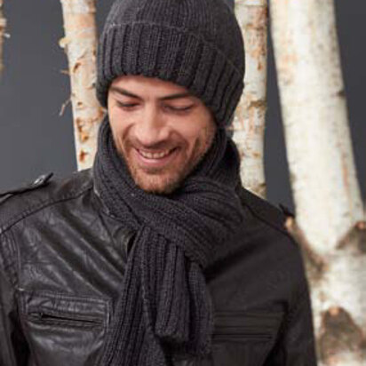 Men's Basic Hat and Scarf Set in Caron Simply Soft Heathers - Downloadable PDF