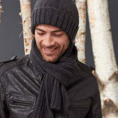 Men's Basic Hat and Scarf Set in Caron Simply Soft Heathers - Downloadable PDF - knitting pattern