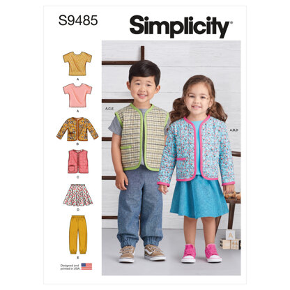 Simplicity Toddlers' Knit Top, Jacket, Vest, Skirt and Pants S9485 - Sewing Pattern