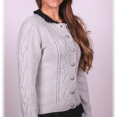 Women's Twist Stitch Cardigan in Plymouth Yarn Arequipa Worsted - 2996 - Downloadable PDF