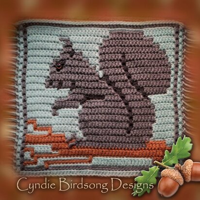 Woodland Mosaic Crochet Square - Squeaks Squirrel