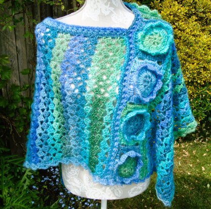 Ocean Flowers Poncho