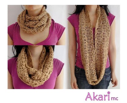 Sandglass crochet infinity scarf by Akari mc_ C06