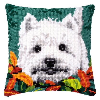 Vervaco Westie Between Leaves Cross Stitch Cushion Kit - 40 x 40 cm