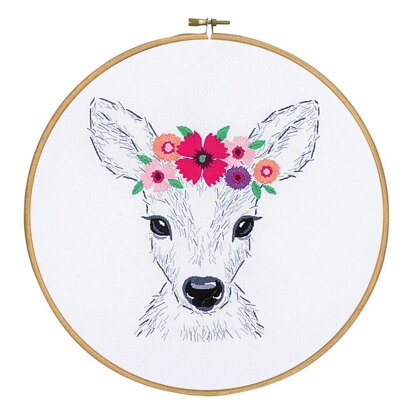 Vervaco Deer & Flowers Printed Embroidery Kit