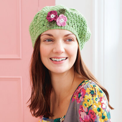 "Floral Beret" - Accessory Crochet Pattern For Women in Debbie Bliss Baby Cashmerino - DBS056