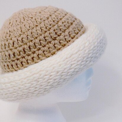 Chunky Roll Brim Hat and Cowl