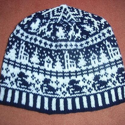 Village in the snow beanie - knitting pattern