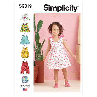 Simplicity Toddlers' Criss-Cross Top, Dresses, Rompers and Panties S9319 - Paper Pattern, Size CAA(1/2-1-2-3-4)