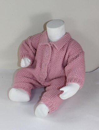 Baby Simple Aran Moss Stitch Collar Onesie