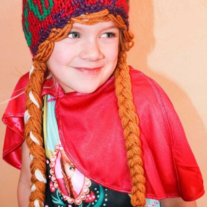 Flower motif hat with two braids - knitting pattern