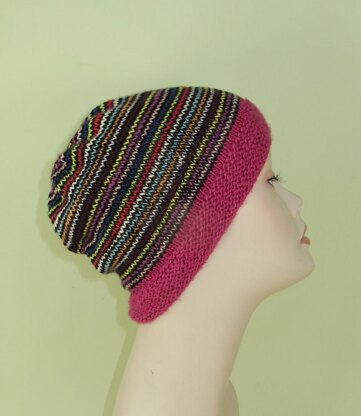 Himalaya Stripe Beanie Hat Circular knitting pattern