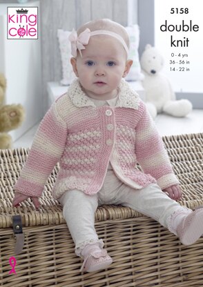Sweater with Hood, Angel Top & Jacket in King Cole Drifter For Baby & Cottonsoft DK - 5158 - Downloadable PDF