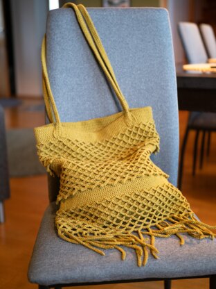 Boho Mesh and Fringe Tote Bag