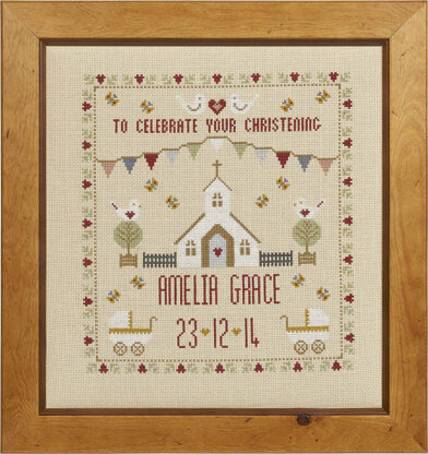 Historical Sampler Company Christening Sampler Cross Stitch Kit - 22cm x 24cm