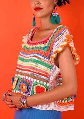 Kahlo Crop Top - Free Crochet Pattern For Women in Paintbox Yarns Cotton DK