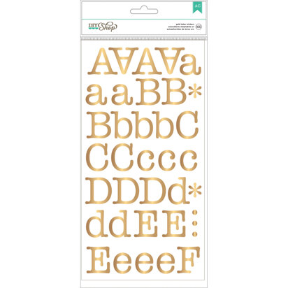 American Crafts DIY Shop 2 Alpha Stickers 11"X5.5" 5/Pkg - 1.25" Typewriter/Gold