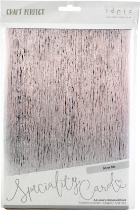 Tonic Studios Craft Perfect Luxury Embossed Cardstock A4 5/Pkg - Silver Silk