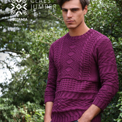 Claes Sweater - Knitting Pattern For Men in MillaMia Naturally Soft Aran