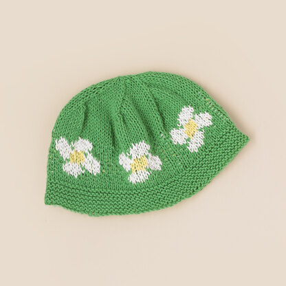 Darling Daisy Hat - Free Knitting Pattern For Babies in Paintbox Yarns Cotton DK