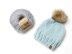 Chunky 100% Wool Winter Hat Toque Beanie Fur Pompom