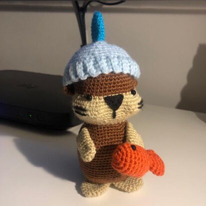 PATTERN - Crochet Otter Wearing a Shark Hat