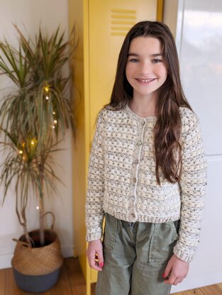 Kids Granny Go Round cardigan US crochet terms