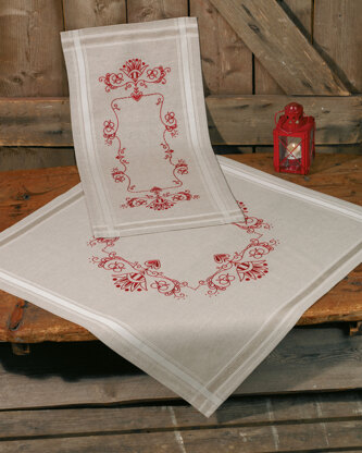 Permin Classic Red Christmas Tablecloth Cross Stitch Kit (80 x 80cm)