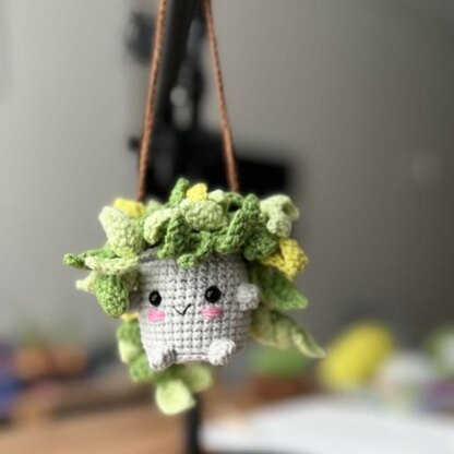Cute pothos plant crochet pattern, potted flower crochet PDF pot plant pattern flowered crochet decor English pdf pattern US term