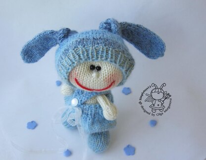 Pebble doll blue Bunny