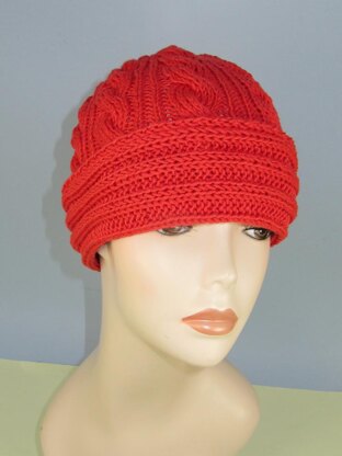 Rib Cuff Cable Beanie Hat