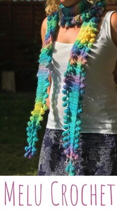 Melu Crochet Bobble Pom Pom Scarf