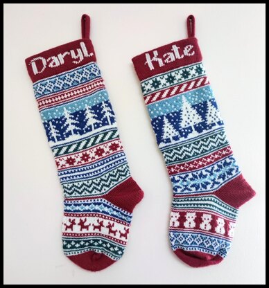 Personalised Fairisle Nordic Christmas Stockings - 2 x designs