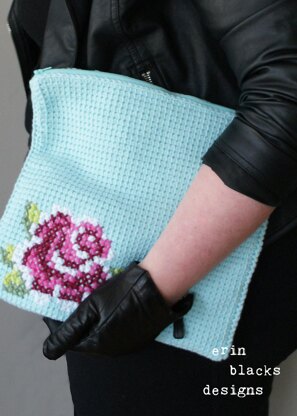 Cotton Pink Rose Bloom Clutch (11" x 11") (tunisian007)