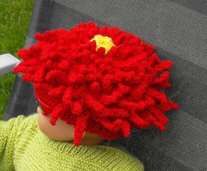 Baby Red Dahlia Beanie Hat