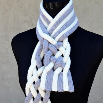 Braided String Scarf ( Keyhole / Ascot / Pull-Through / Stay On Scarf Knitting Pattern )