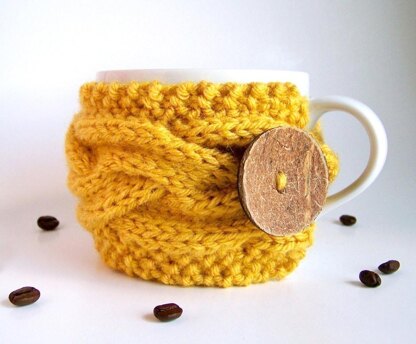 Knit Cup Cozy, Cabled Cup Cozy, Cabled Coffee Cozy, Coffee Sleeve