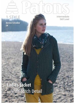 Ladies Jacket with Stitch Detail in Patons Merino 