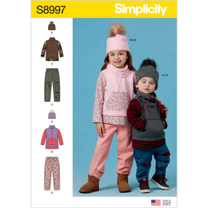 Simplicity S8997 Toddlersand Children's Pants, Knit Top and Hat - Sewing Pattern